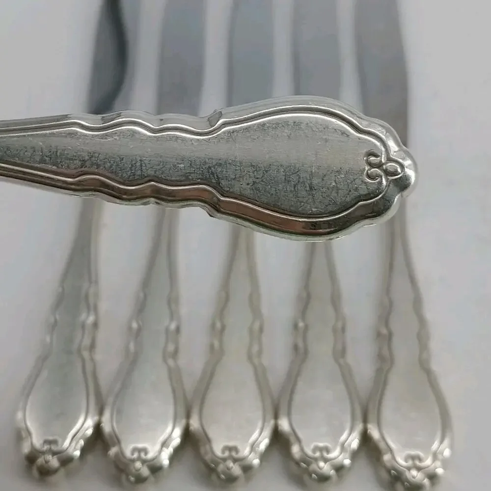 6X BK Rogers Oneida ALOUETTE Silverplate Butter Dinner Knives 1978
